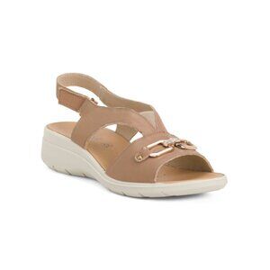 ENVAL SOFT blush Made In Italy Leather Wedge Sandals